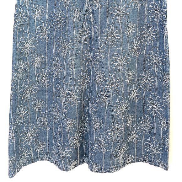 NWT House of Harlow 1960 | Floral Embroidered Denim Maxi Skirt Blue | Size 6 - Picture 9 of 13